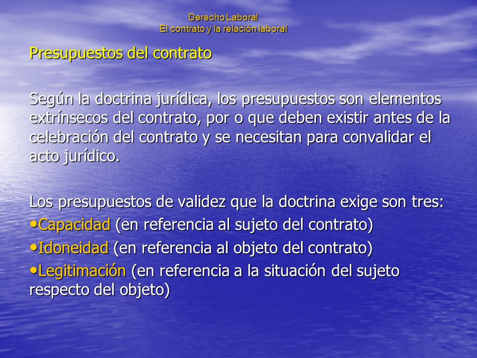 Derecho Laboral El contrato y la relación laboral