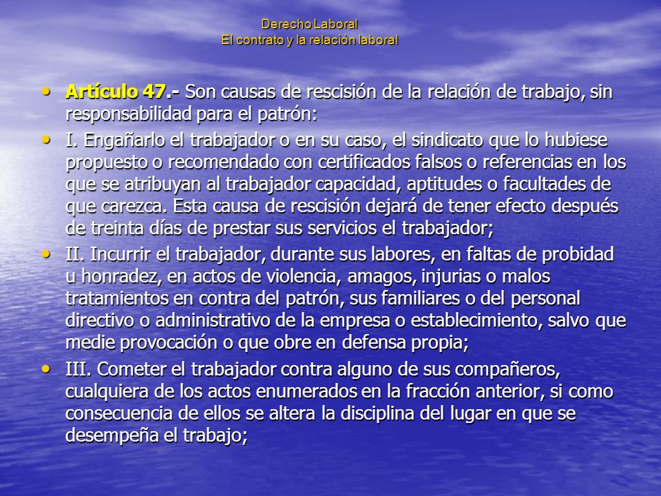 Derecho Laboral El contrato y la relación laboral