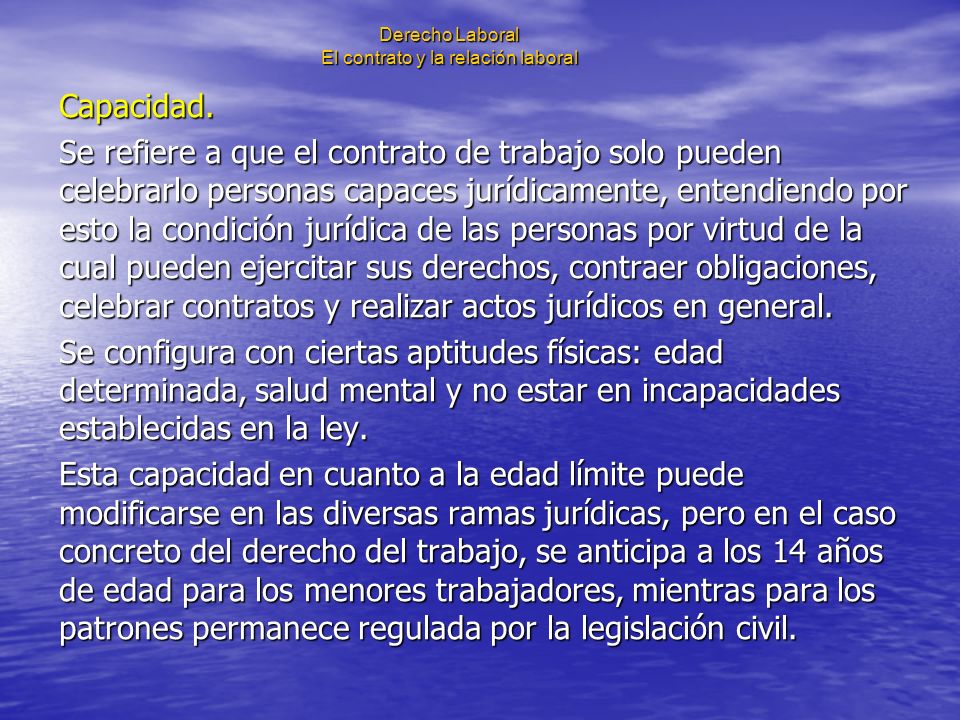 Derecho Laboral El contrato y la relación laboral