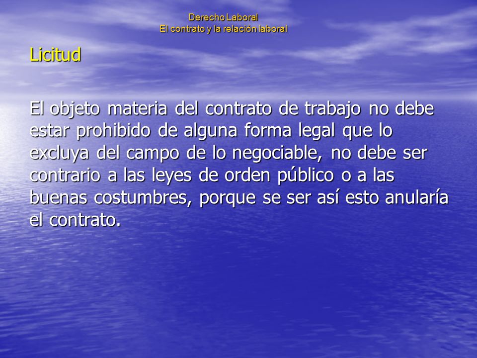 Derecho Laboral El contrato y la relación laboral