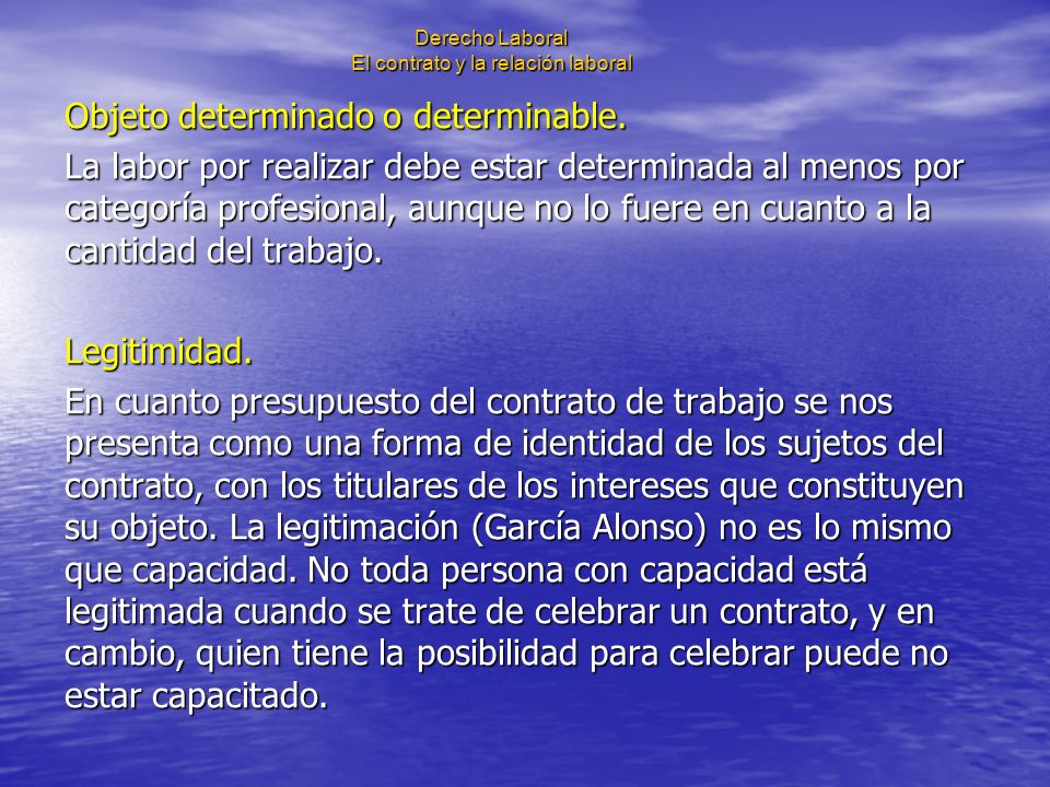 Derecho Laboral El contrato y la relación laboral