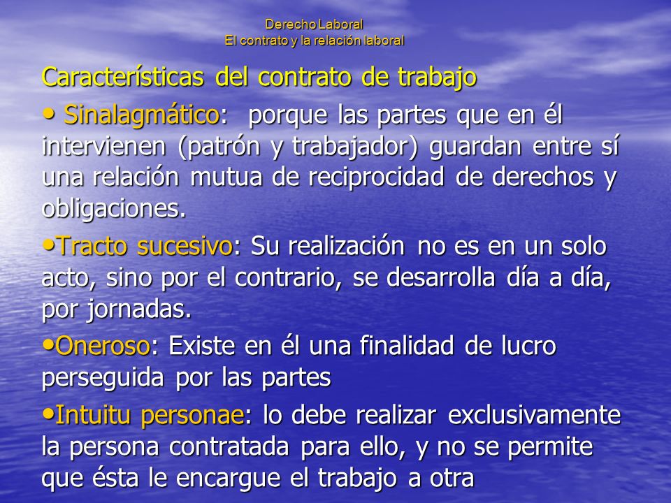 Derecho Laboral El contrato y la relación laboral
