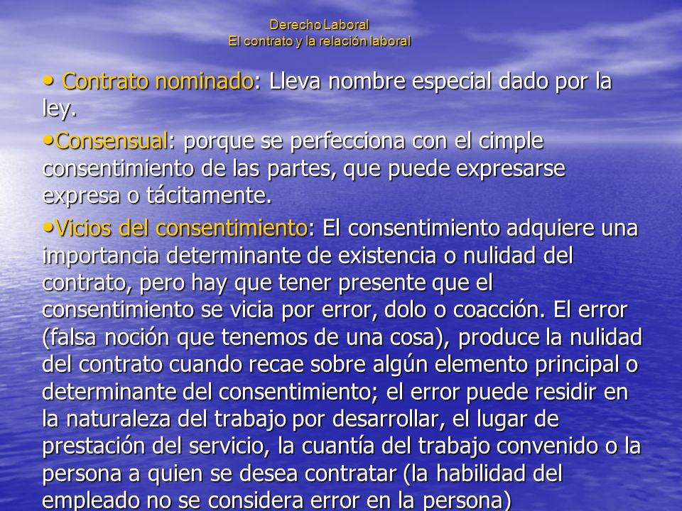 Derecho Laboral El contrato y la relación laboral