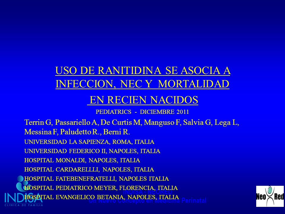USO DE RANITIDINA SE ASOCIA A INFECCION, NEC Y MORTALIDAD