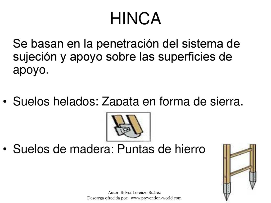 HINCA Se basan en la penetración del sistema de sujeción y apoyo sobre las superficies de apoyo. Suelos helados: Zapata en forma de sierra.