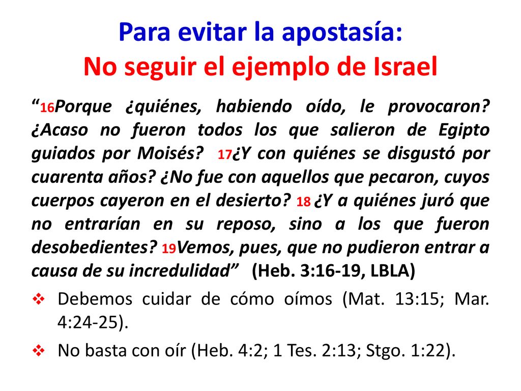 Para evitar la apostasía: No seguir el ejemplo de Israel