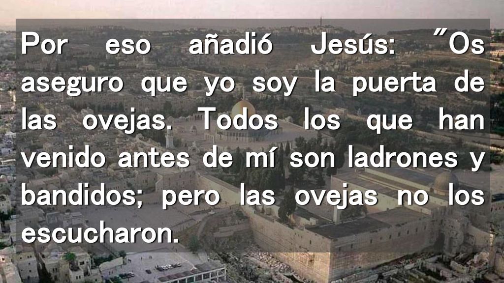 Por eso añadió Jesús: Os aseguro que yo soy la puerta de las ovejas