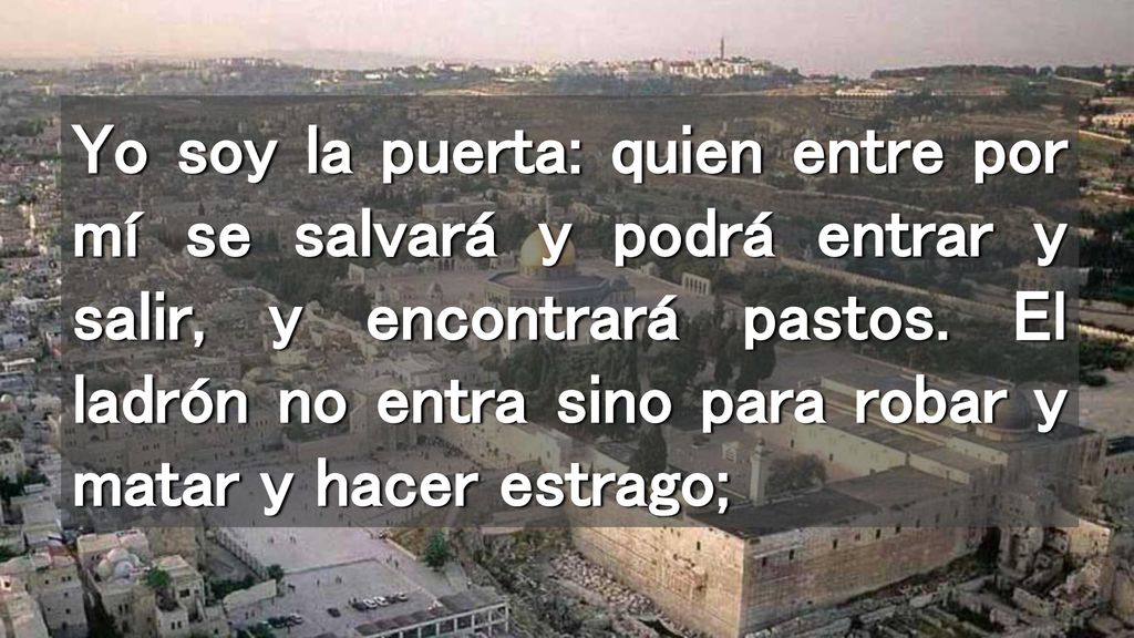 Yo soy la puerta: quien entre por mí se salvará y podrá entrar y salir, y encontrará pastos.