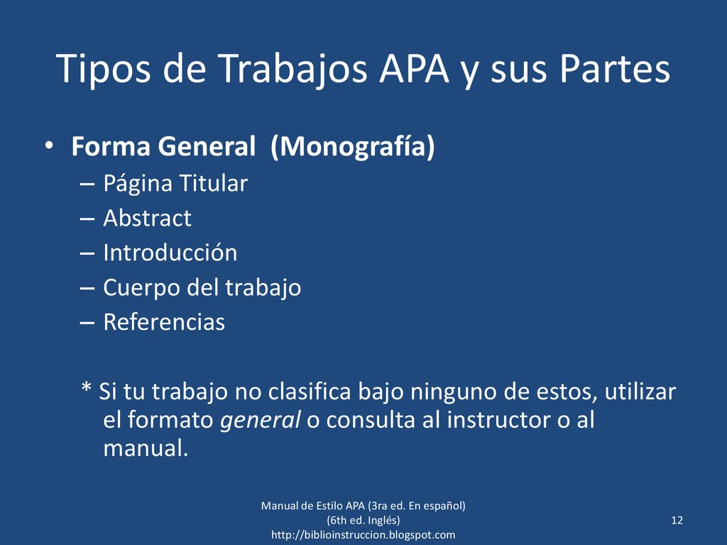 Tipos de Trabajos APA y sus Partes