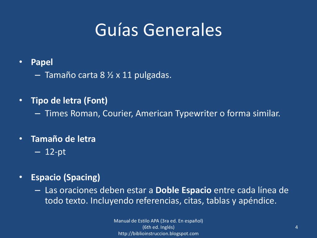 Guías Generales Papel Tamaño carta 8 ½ x 11 pulgadas.