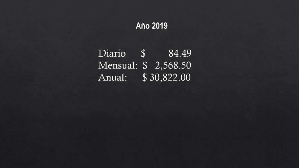 Año 2019 Diario $ Mensual: $ 2, Anual: $ 30,822.00