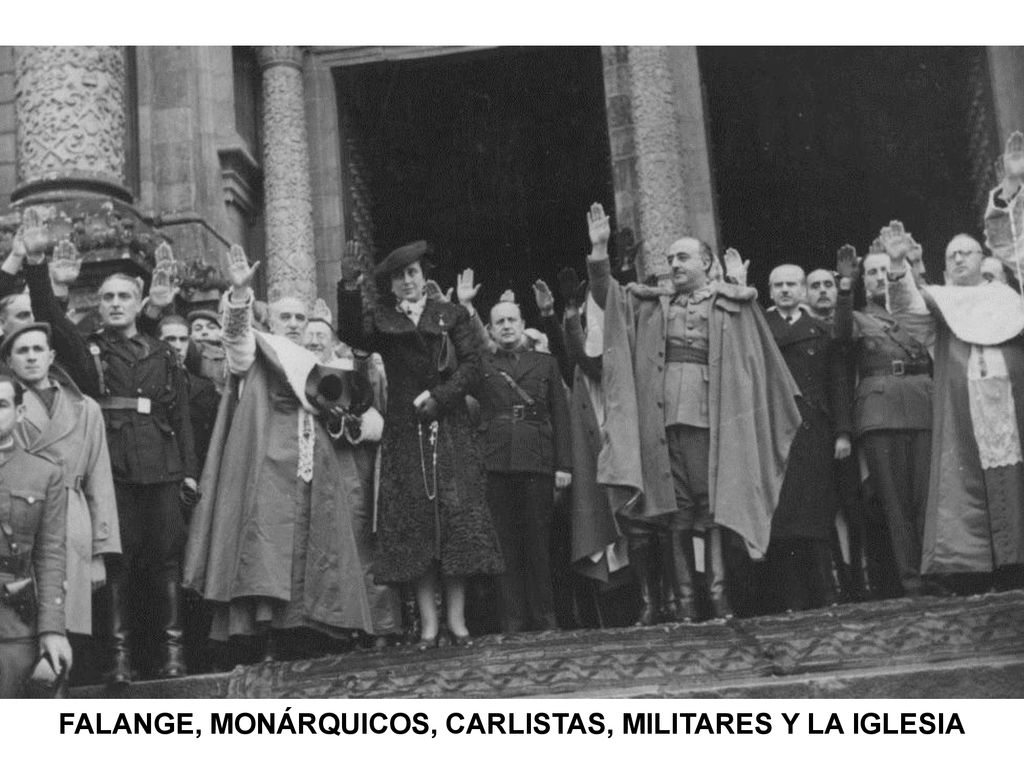 FALANGE, MONÁRQUICOS, CARLISTAS, MILITARES Y LA IGLESIA