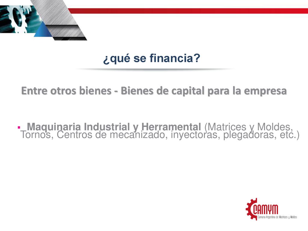Entre otros bienes - Bienes de capital para la empresa