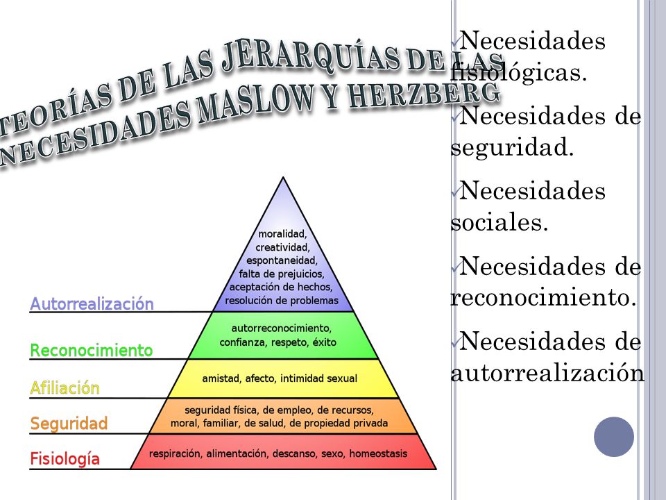 TEORÍAS DE LAS JERARQUÍAS DE LAS NECESIDADES MASLOW Y HERZBERG