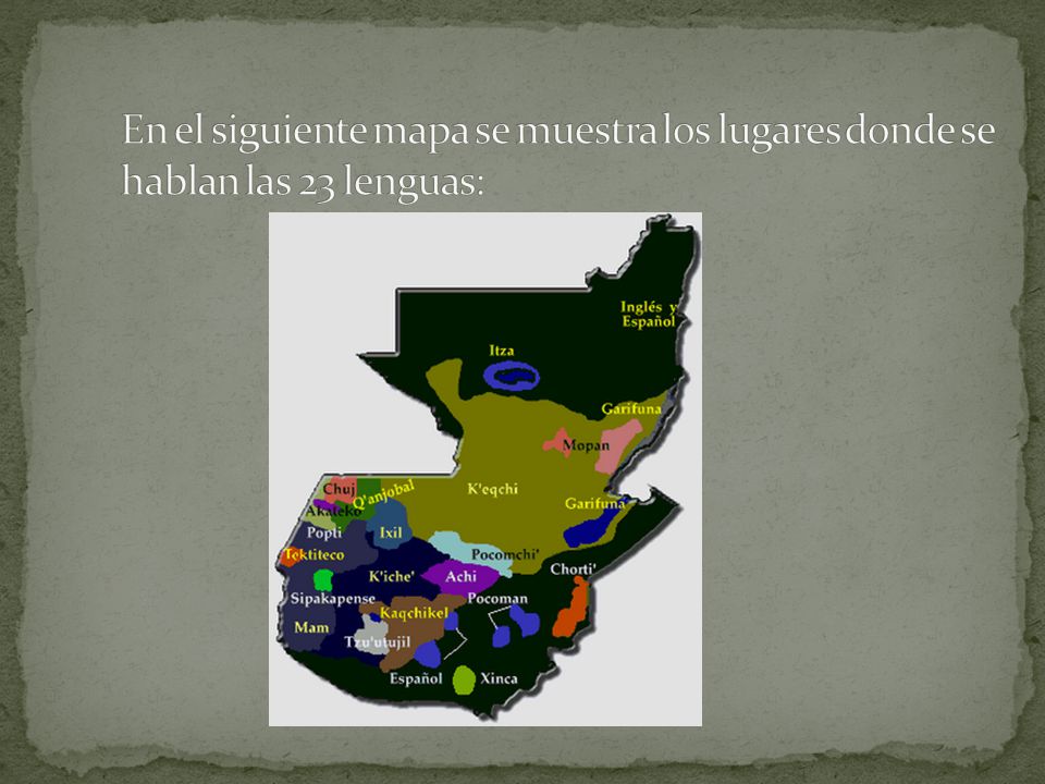 En el siguiente mapa se muestra los lugares donde se hablan las 23 lenguas: