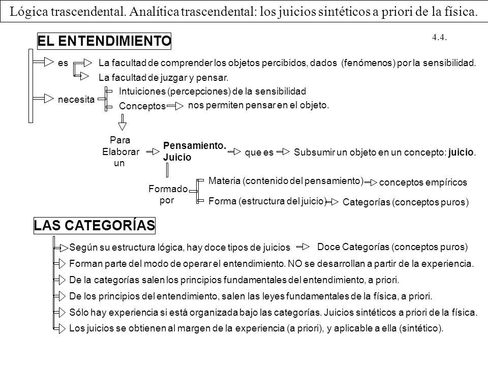 Lógica trascendental. Analítica trascendental: los juicios sintéticos a priori de la física.