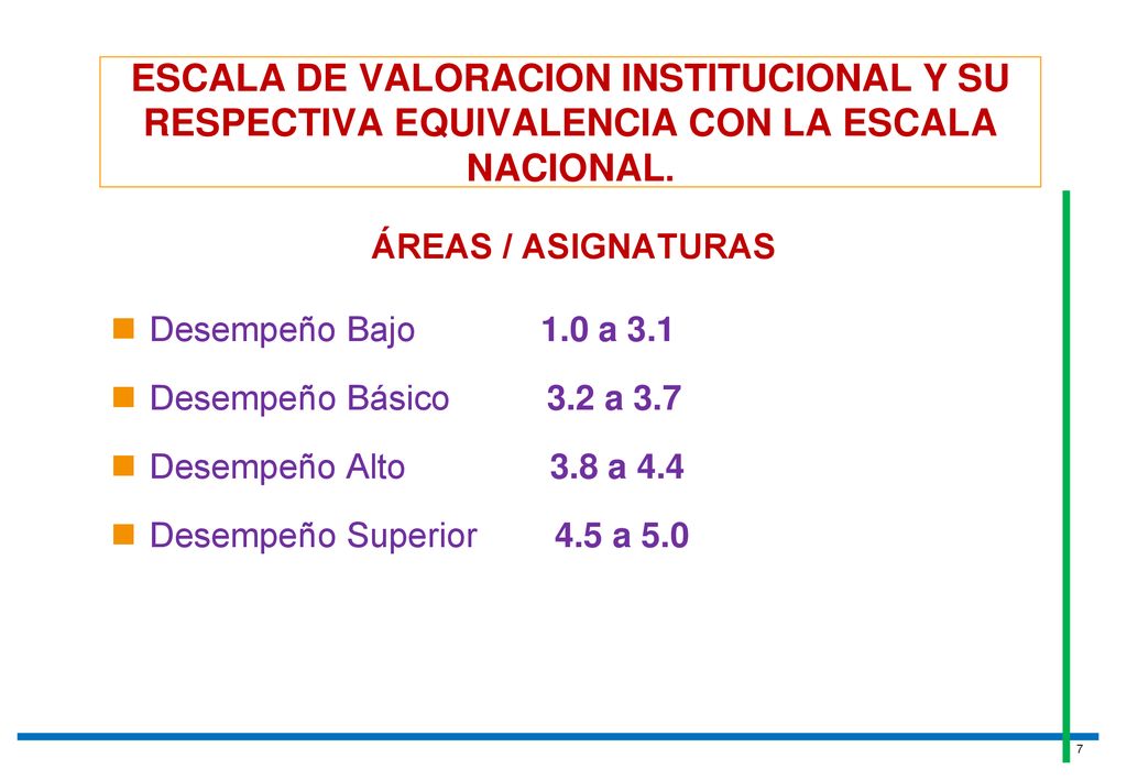 ESCALA DE VALORACION INSTITUCIONAL Y SU RESPECTIVA EQUIVALENCIA CON LA ESCALA NACIONAL.