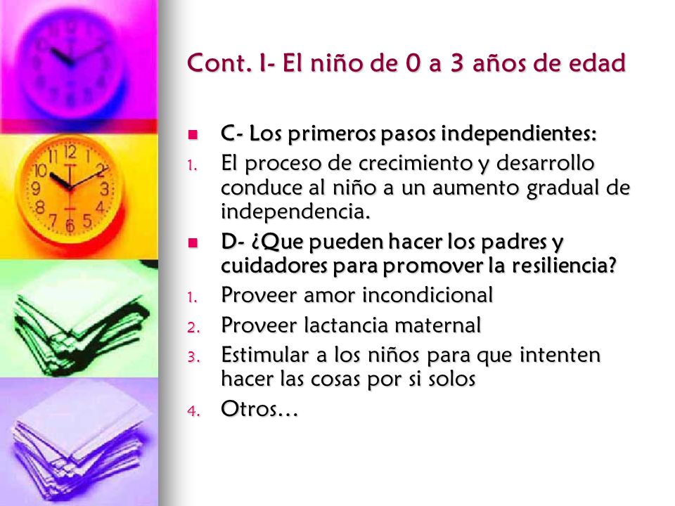 Cont. I- El niño de 0 a 3 años de edad