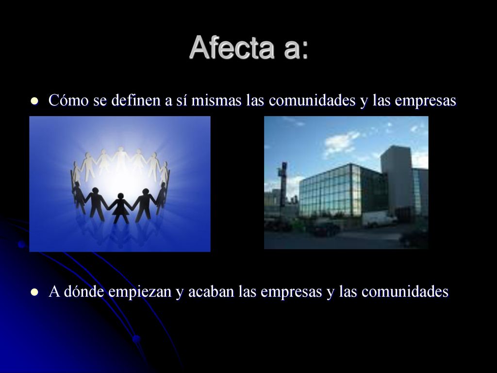 Afecta a: Cómo se definen a sí mismas las comunidades y las empresas