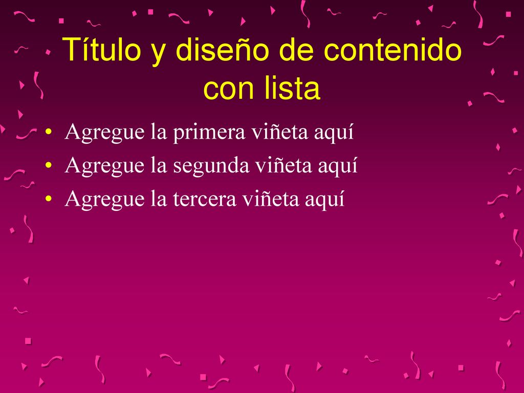Título y diseño de contenido con lista