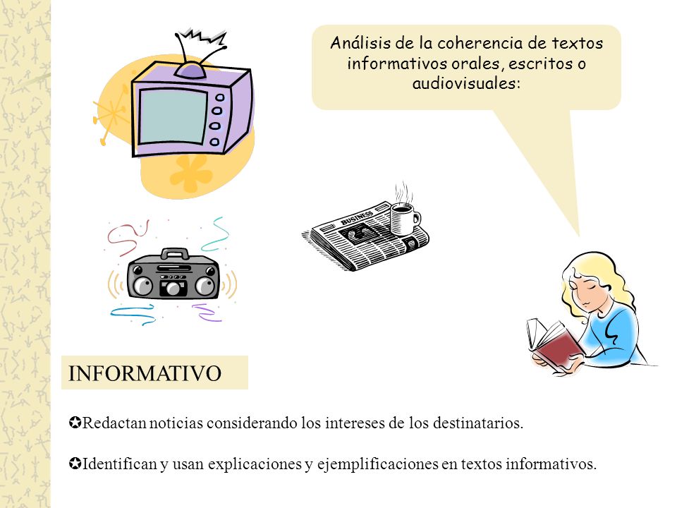 Análisis de la coherencia de textos informativos orales, escritos o audiovisuales: