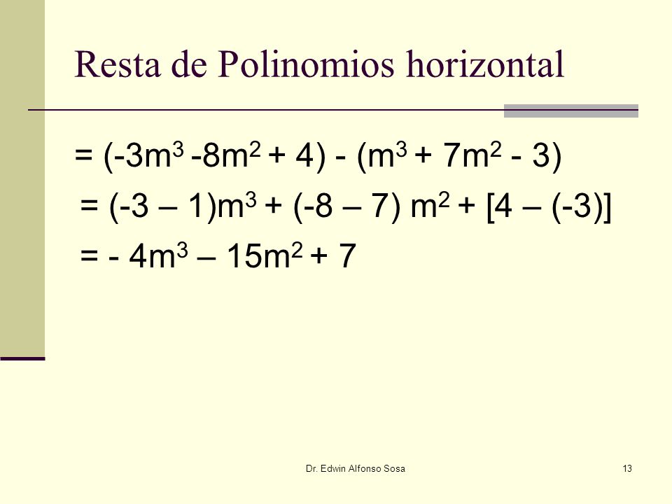 Resta de Polinomios horizontal