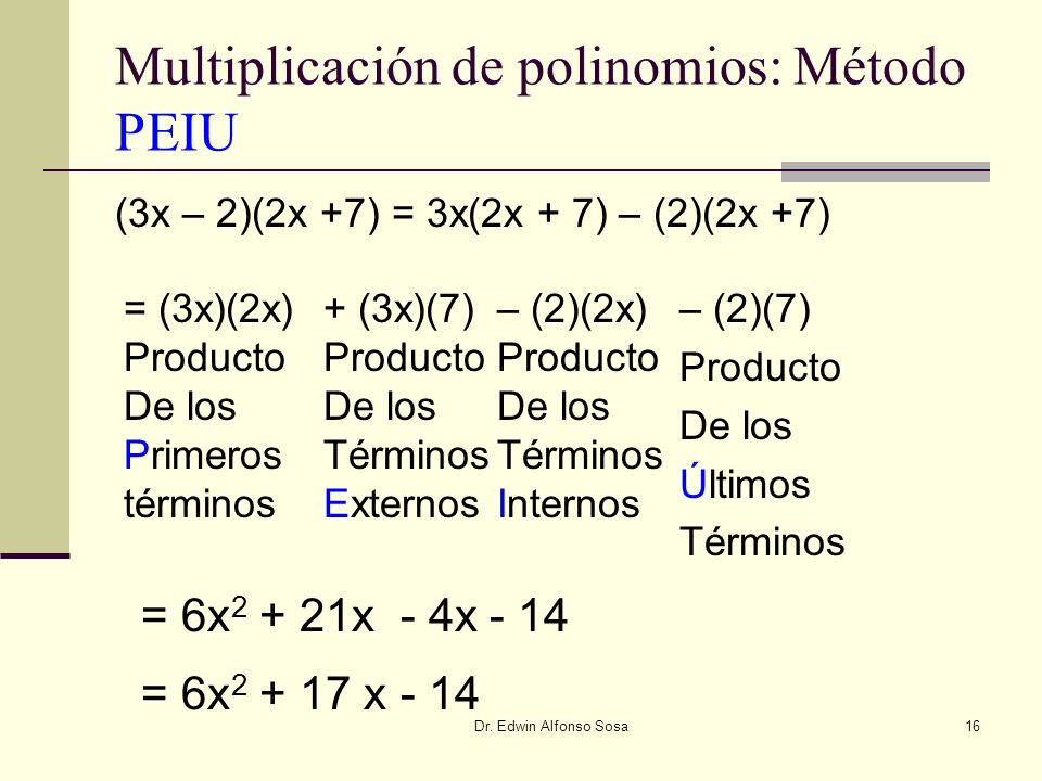 Multiplicación de polinomios: Método PEIU