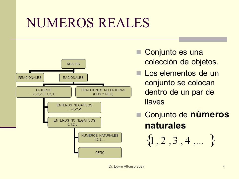 NUMEROS REALES Conjunto es una colección de objetos.
