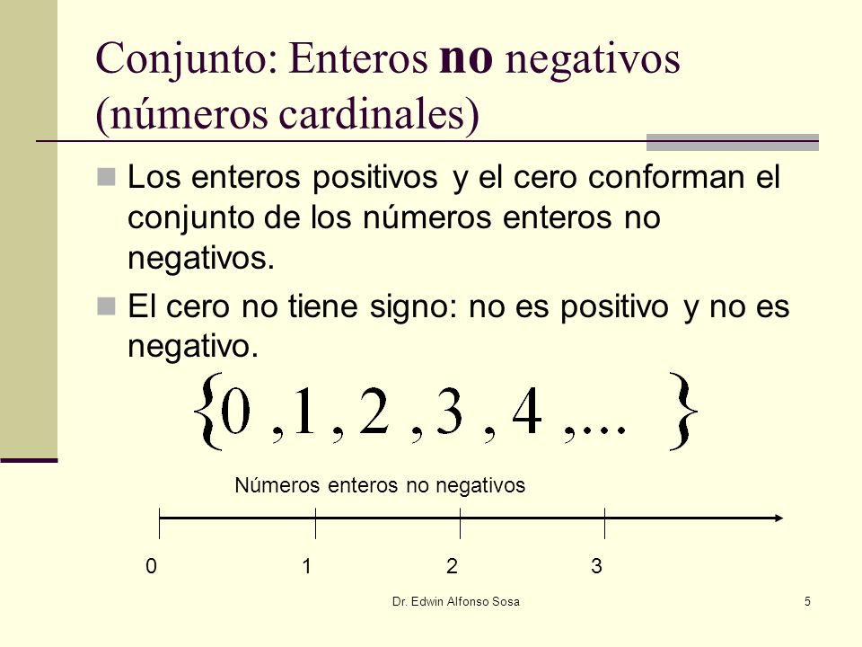 Conjunto: Enteros no negativos (números cardinales)