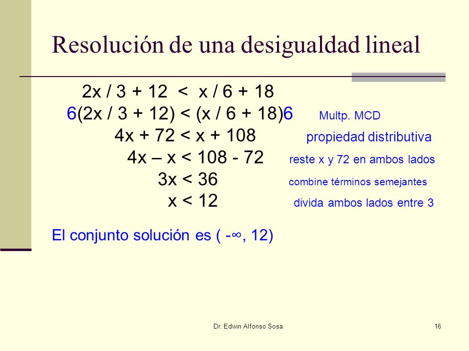 Resolución de una desigualdad lineal