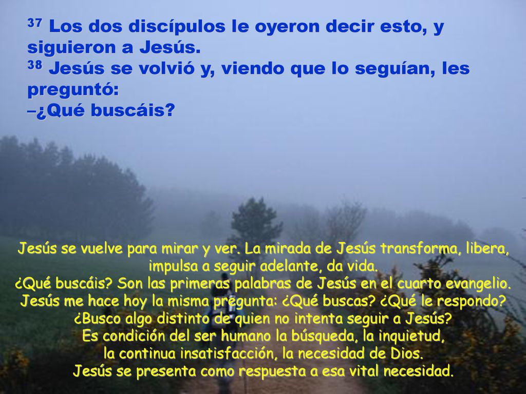 37 Los dos discípulos le oyeron decir esto, y siguieron a Jesús