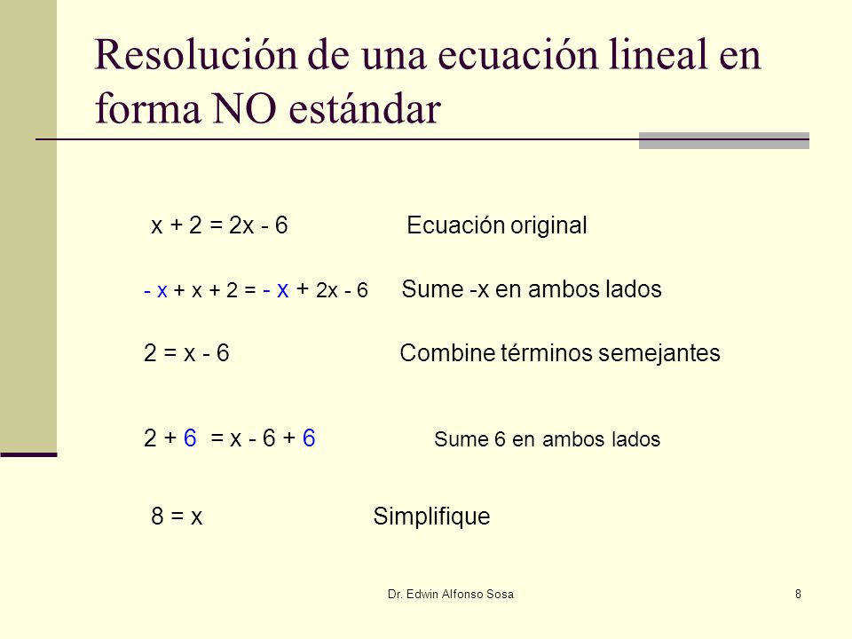Resolución de una ecuación lineal en forma NO estándar