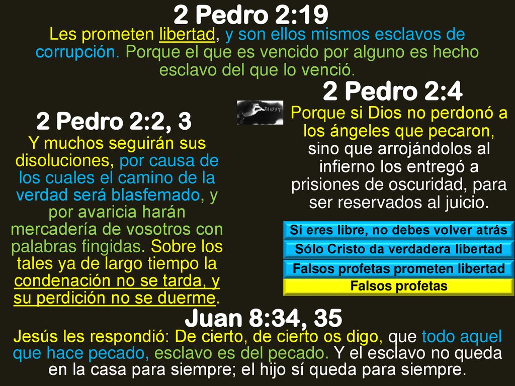 2 Pedro 2:19 2 Pedro 2:4 Juan 8:34, 35 2 Pedro 2:2, 3