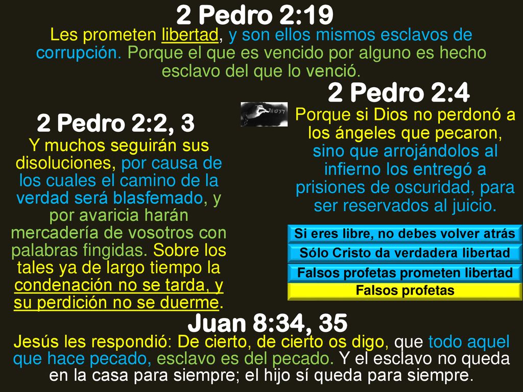 2 Pedro 2:19 2 Pedro 2:4 Juan 8:34, 35 2 Pedro 2:2, 3