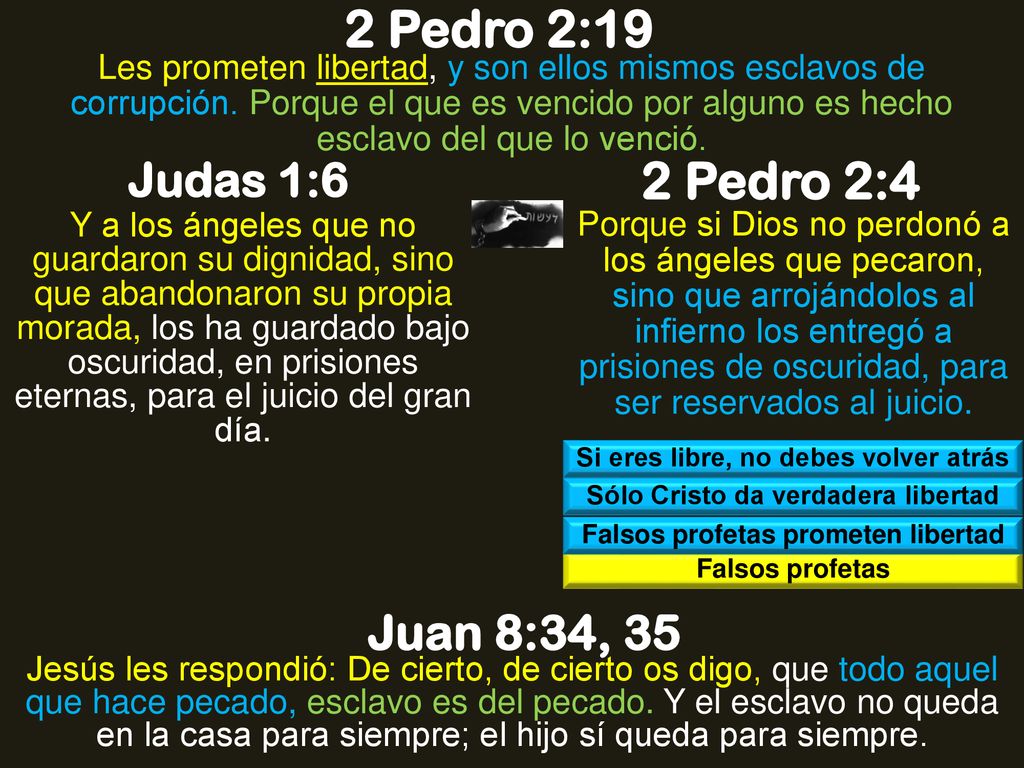 2 Pedro 2:19 2 Pedro 2:4 Juan 8:34, 35 Judas 1:6