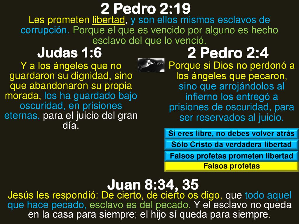 2 Pedro 2:19 2 Pedro 2:4 Juan 8:34, 35 Judas 1:6