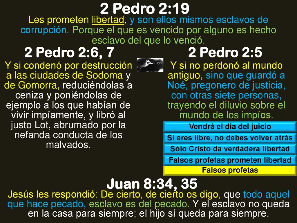 2 Pedro 2:19 Juan 8:34, 35 2 Pedro 2:6, 7 2 Pedro 2:5