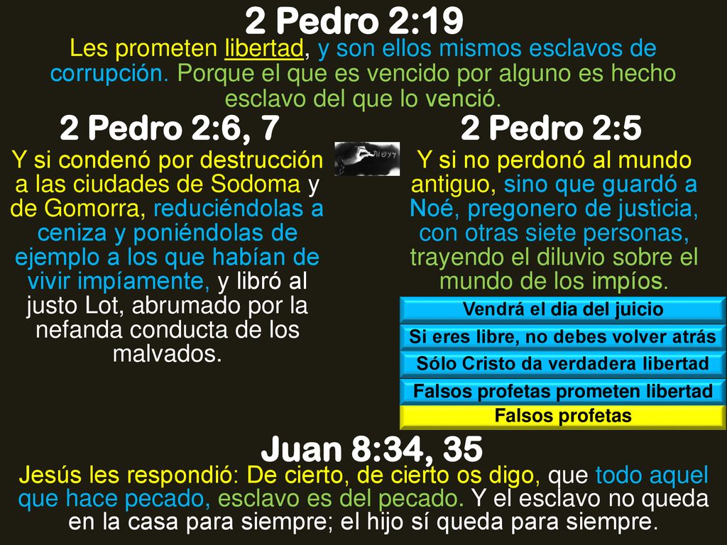 2 Pedro 2:19 Juan 8:34, 35 2 Pedro 2:6, 7 2 Pedro 2:5
