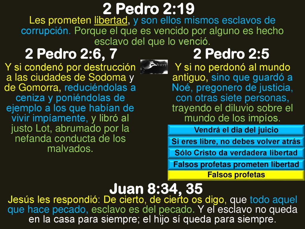 2 Pedro 2:19 Juan 8:34, 35 2 Pedro 2:6, 7 2 Pedro 2:5