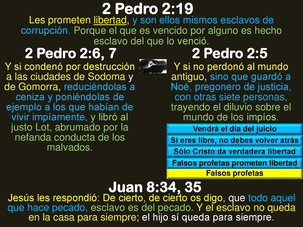 2 Pedro 2:19 Juan 8:34, 35 2 Pedro 2:6, 7 2 Pedro 2:5