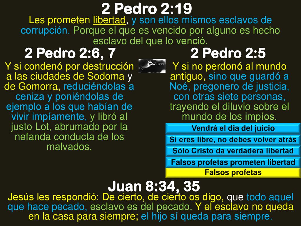 2 Pedro 2:19 Juan 8:34, 35 2 Pedro 2:6, 7 2 Pedro 2:5