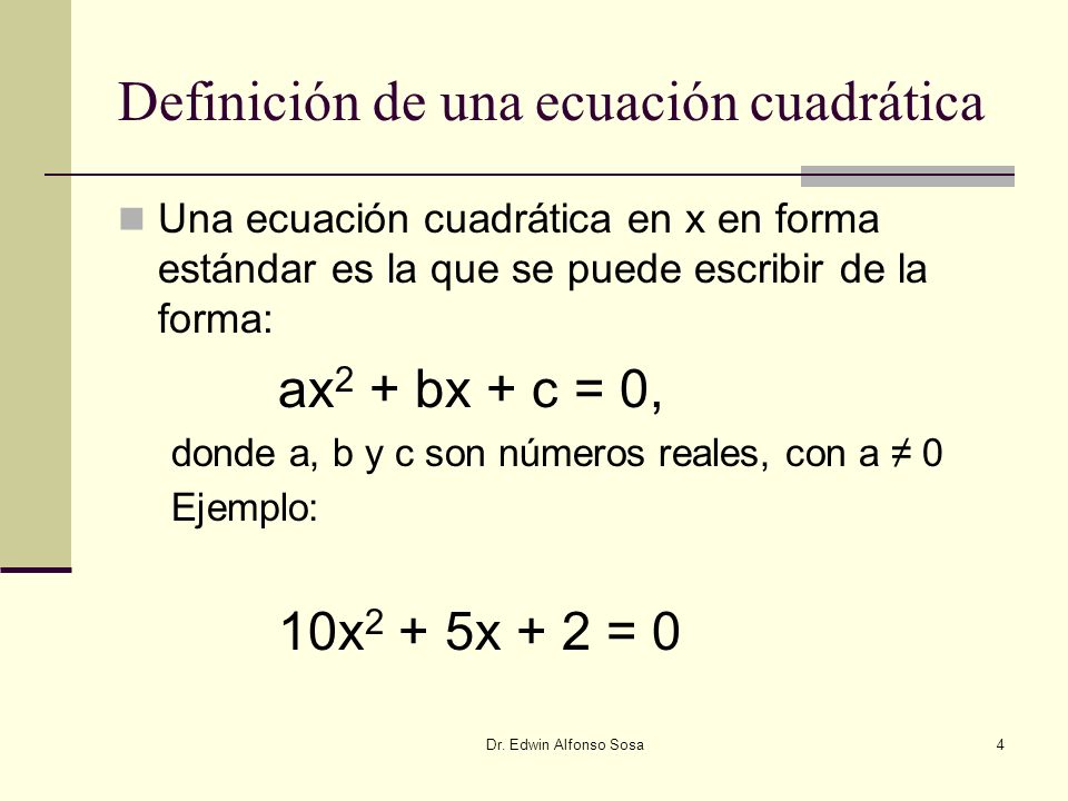 Definición de una ecuación cuadrática