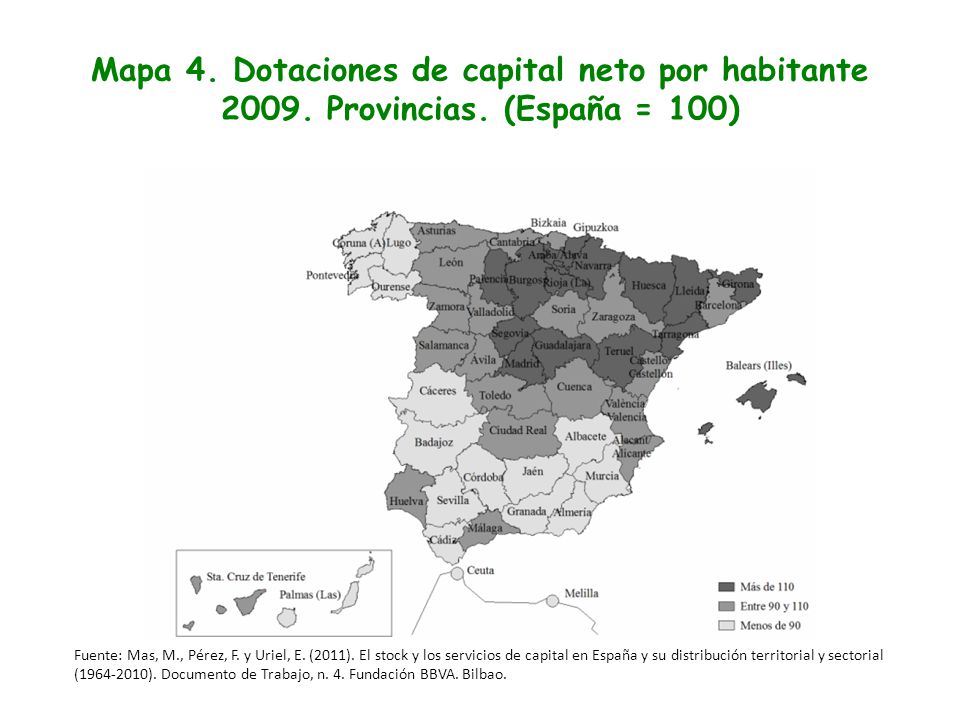 Mapa 4. Dotaciones de capital neto por habitante Provincias
