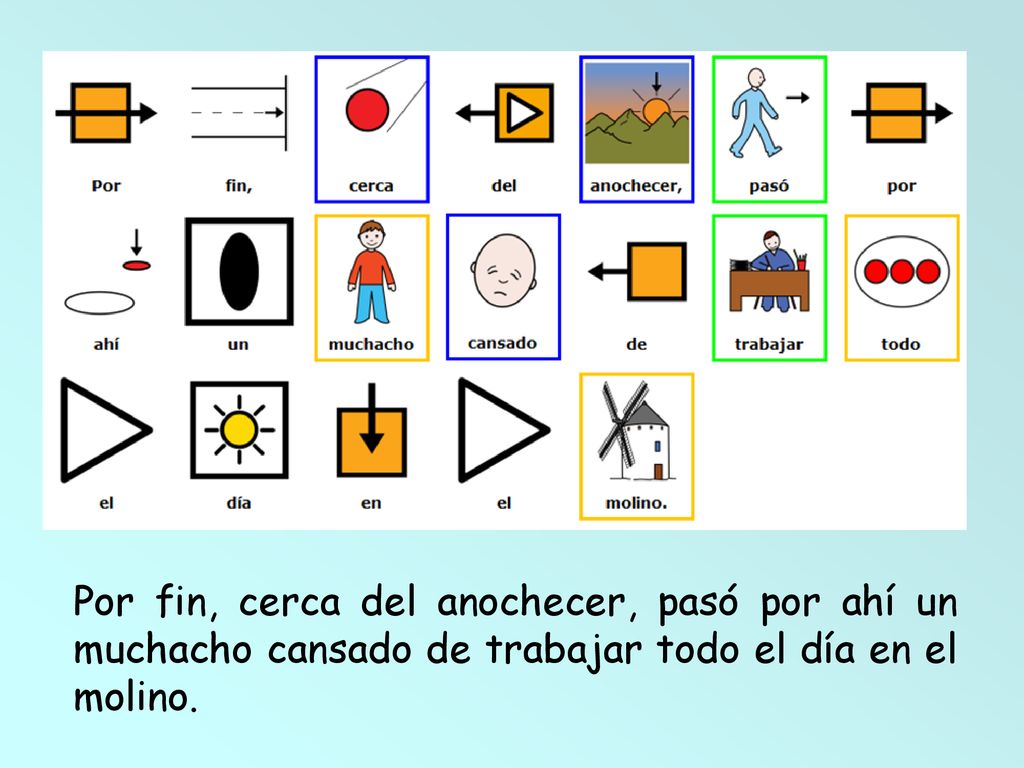 Por fin, cerca del anochecer, pasó por ahí un muchacho cansado de trabajar todo el día en el molino.