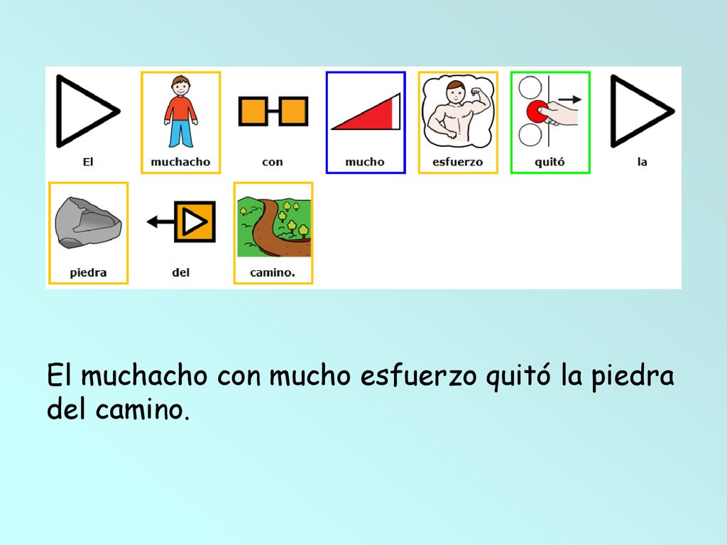El muchacho con mucho esfuerzo quitó la piedra del camino.