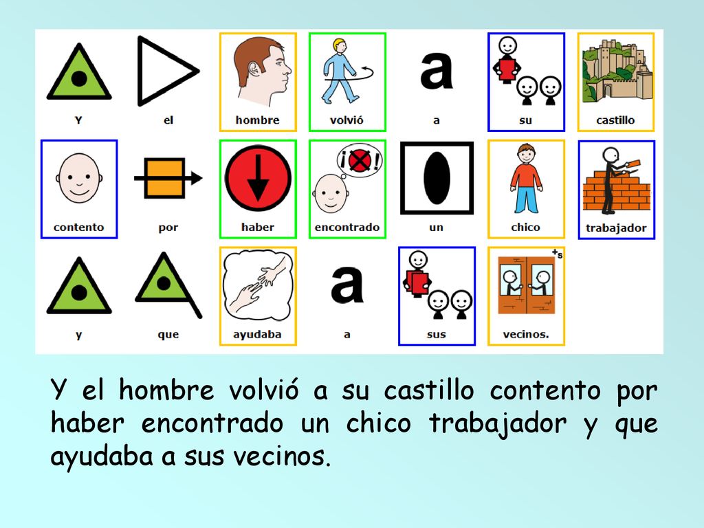 Y el hombre volvió a su castillo contento por haber encontrado un chico trabajador y que ayudaba a sus vecinos.