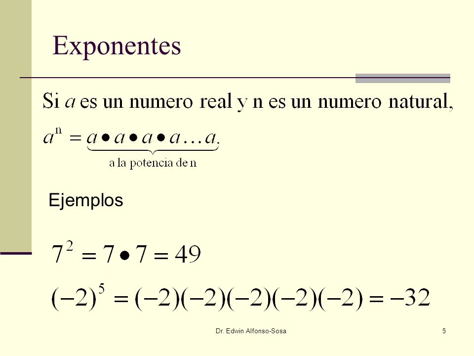 Exponentes Ejemplos Dr. Edwin Alfonso-Sosa