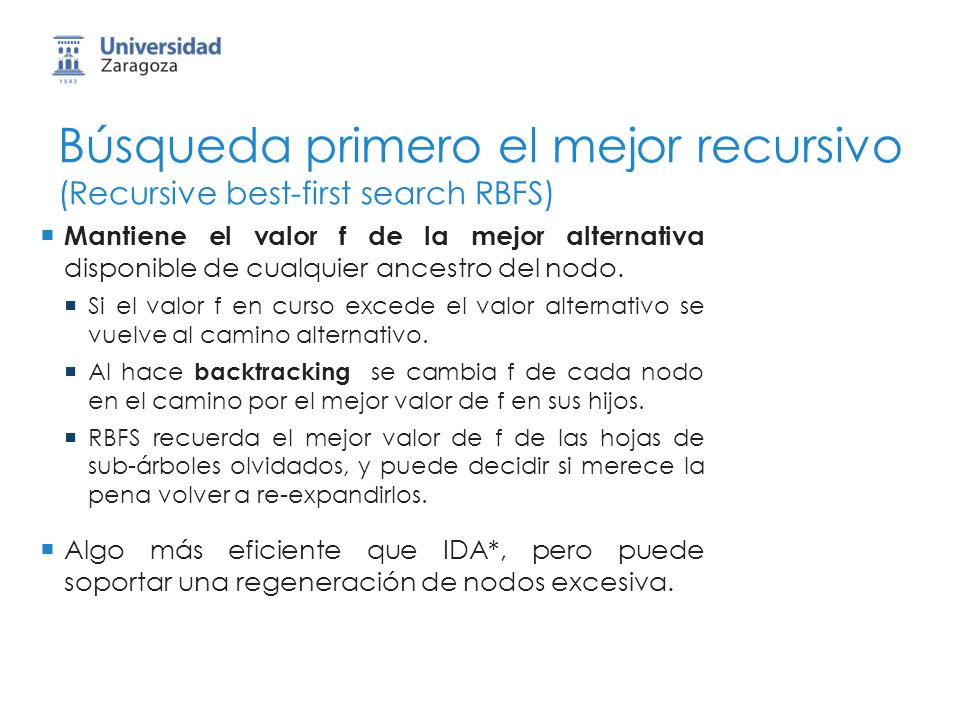 Búsqueda primero el mejor recursivo (Recursive best-first search RBFS)