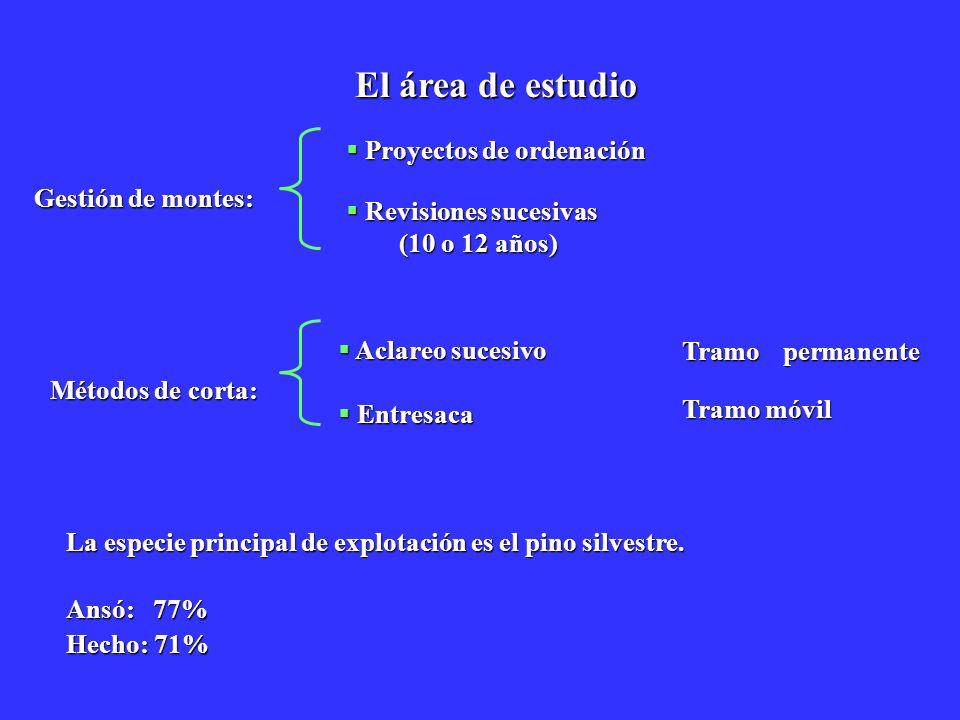 El área de estudio Proyectos de ordenación Revisiones sucesivas