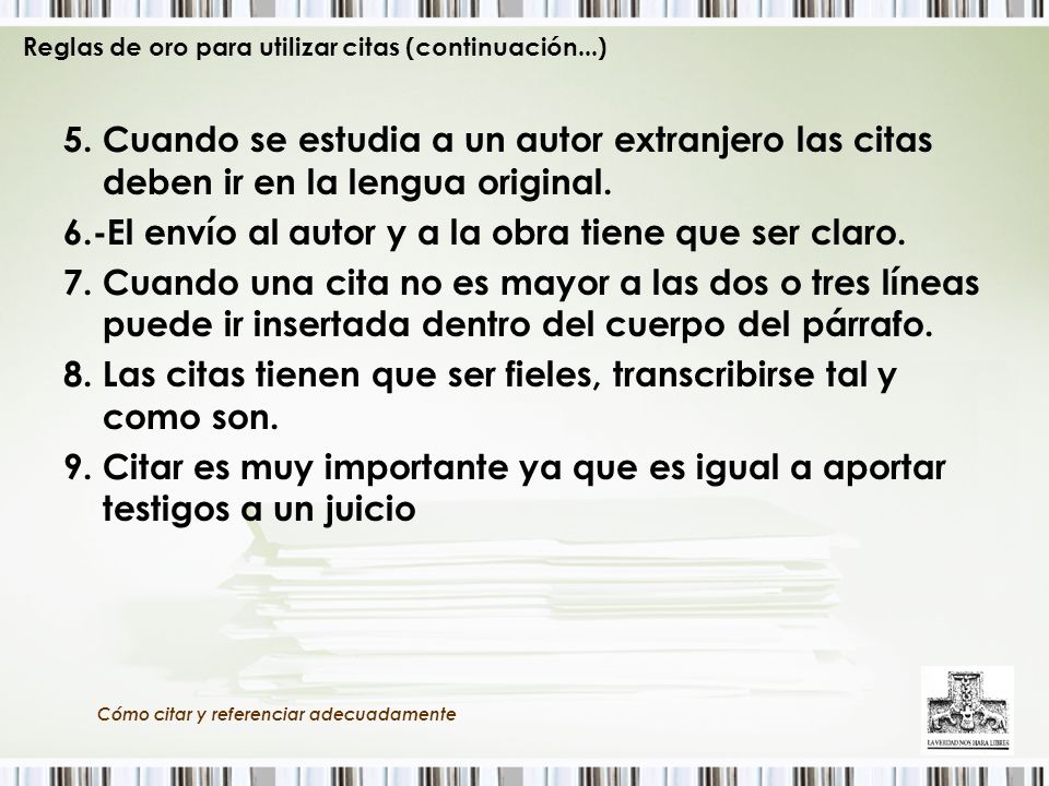 6.-El envío al autor y a la obra tiene que ser claro.